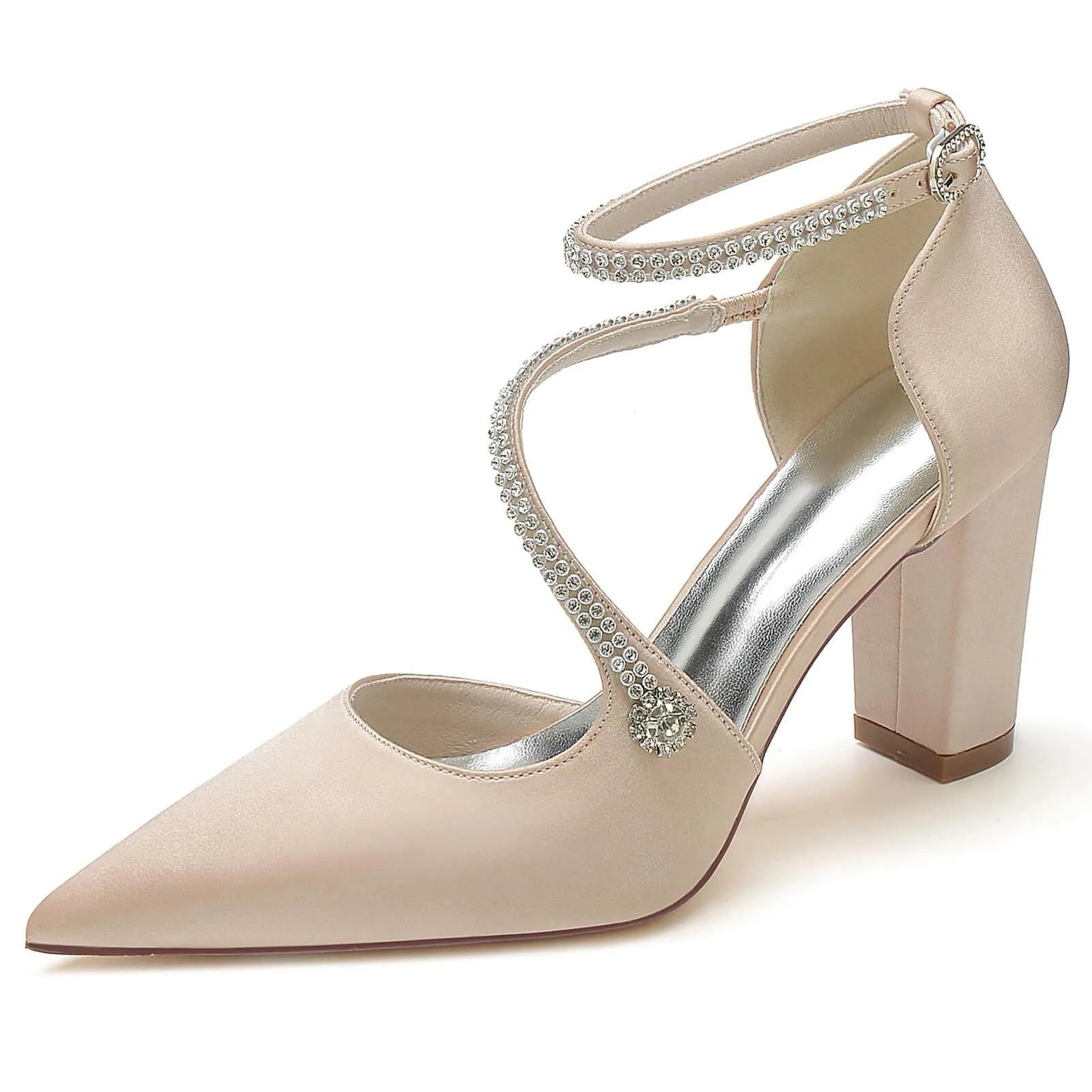 Chunky Heel 8.5cm Silk-Like Shoes CK0193