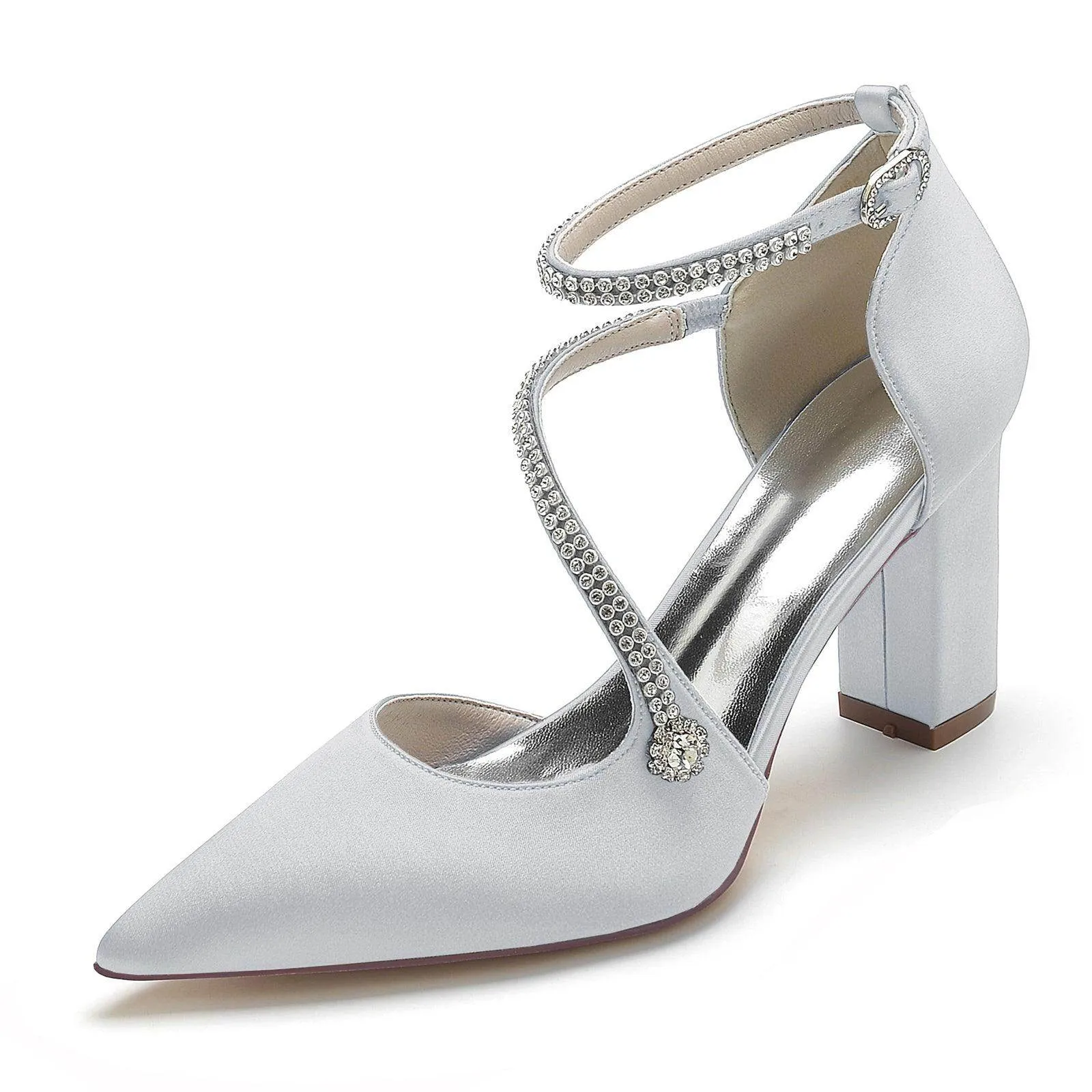 Chunky Heel 8.5cm Silk-Like Shoes CK0193