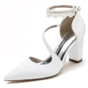 Chunky Heel 8.5cm Silk-Like Shoes CK0194