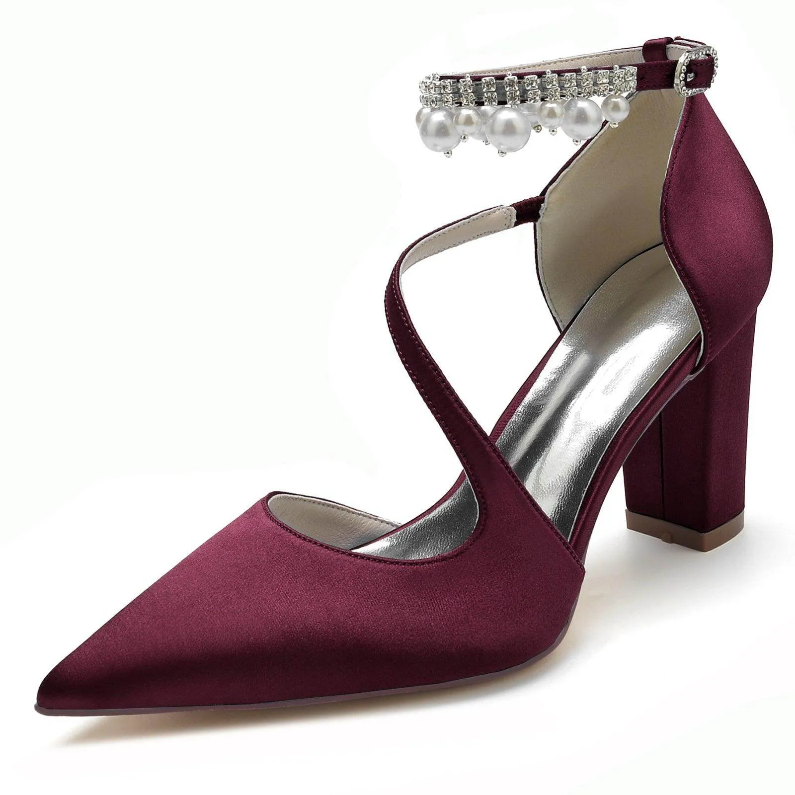 Chunky Heel 8.5cm Silk-Like Shoes CK0194