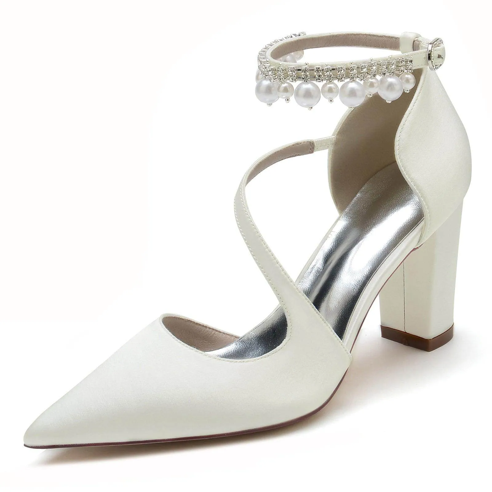 Chunky Heel 8.5cm Silk-Like Shoes CK0194
