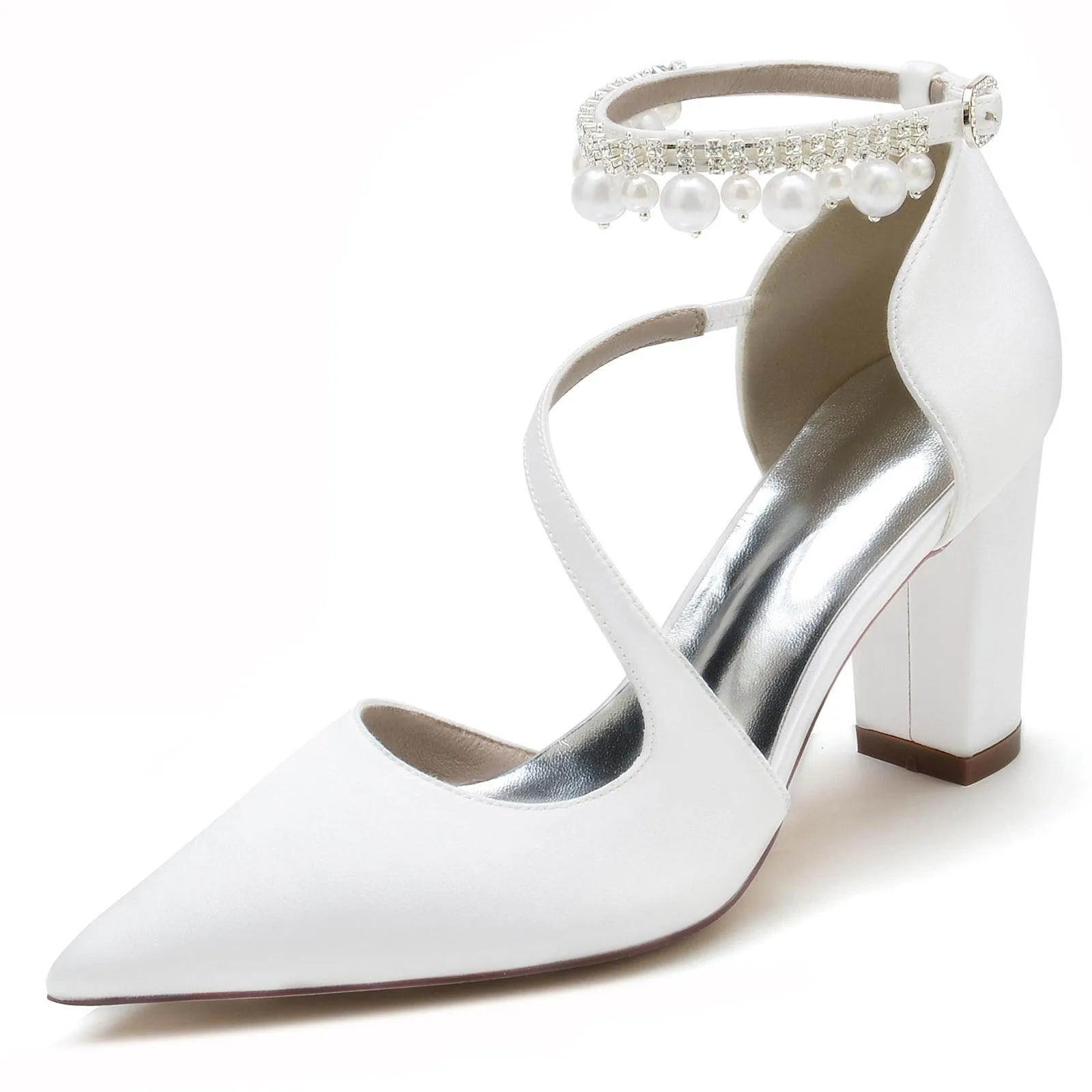Chunky Heel 8.5cm Silk-Like Shoes CK0194