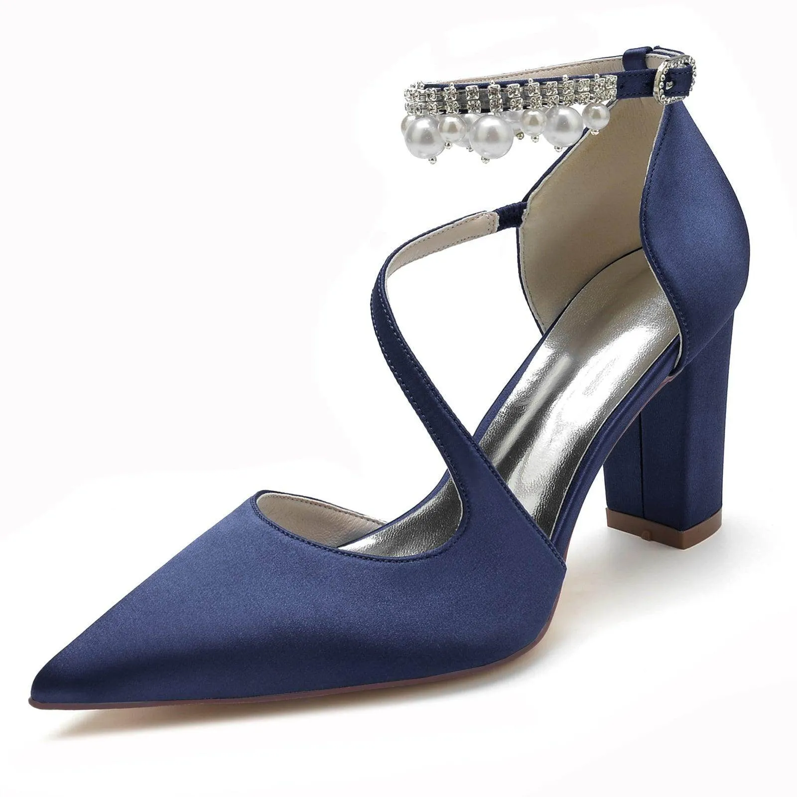 Chunky Heel 8.5cm Silk-Like Shoes CK0194