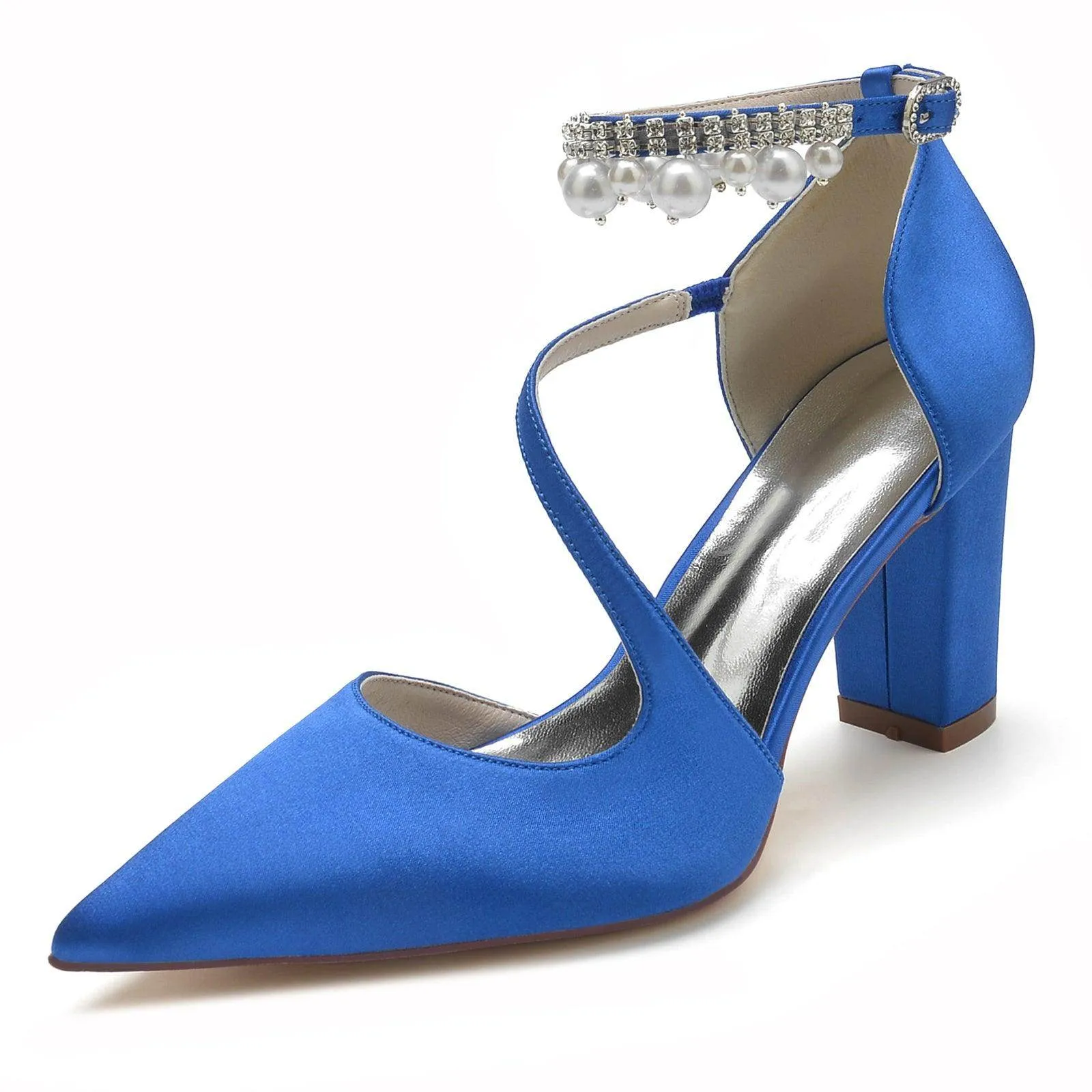 Chunky Heel 8.5cm Silk-Like Shoes CK0194