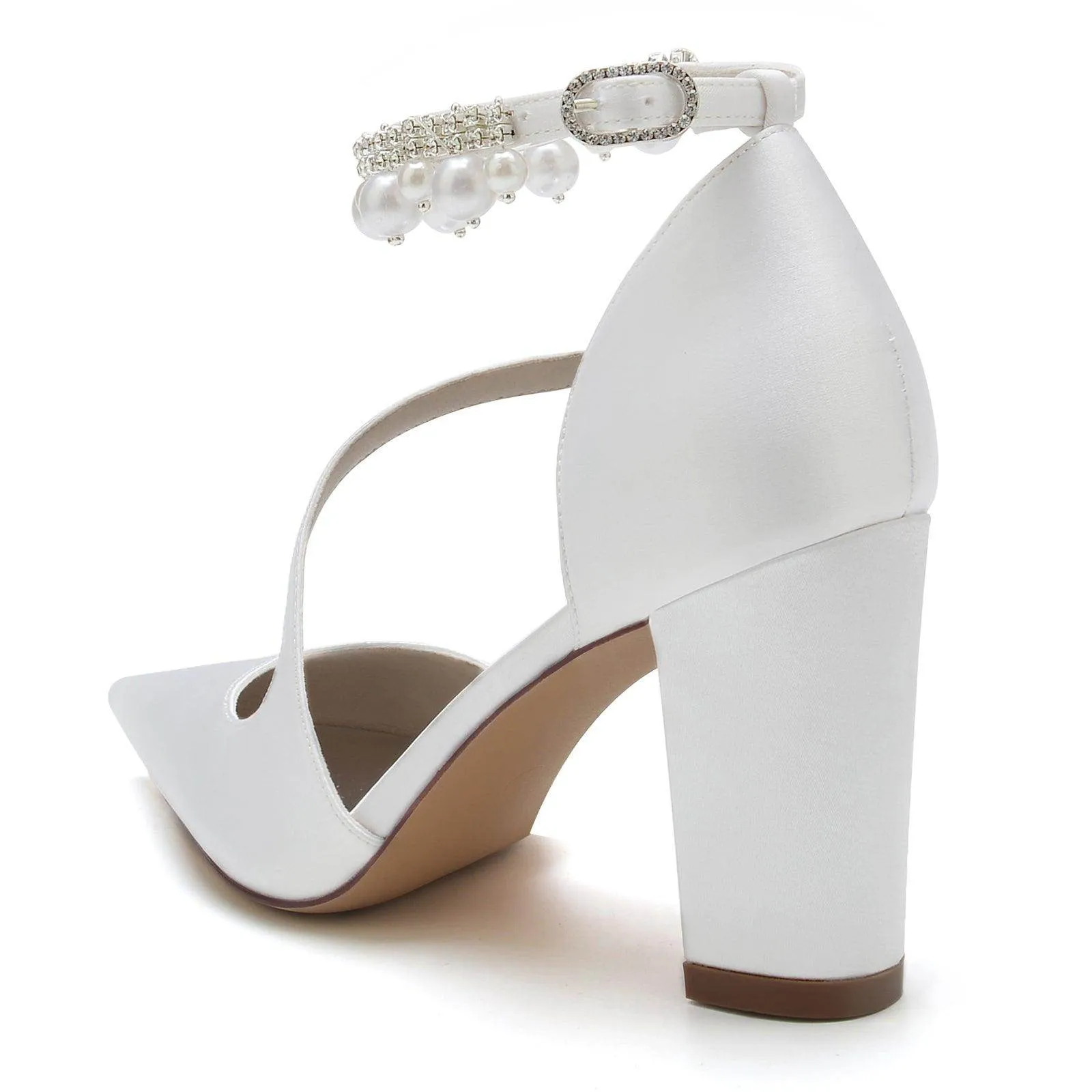 Chunky Heel 8.5cm Silk-Like Shoes CK0194