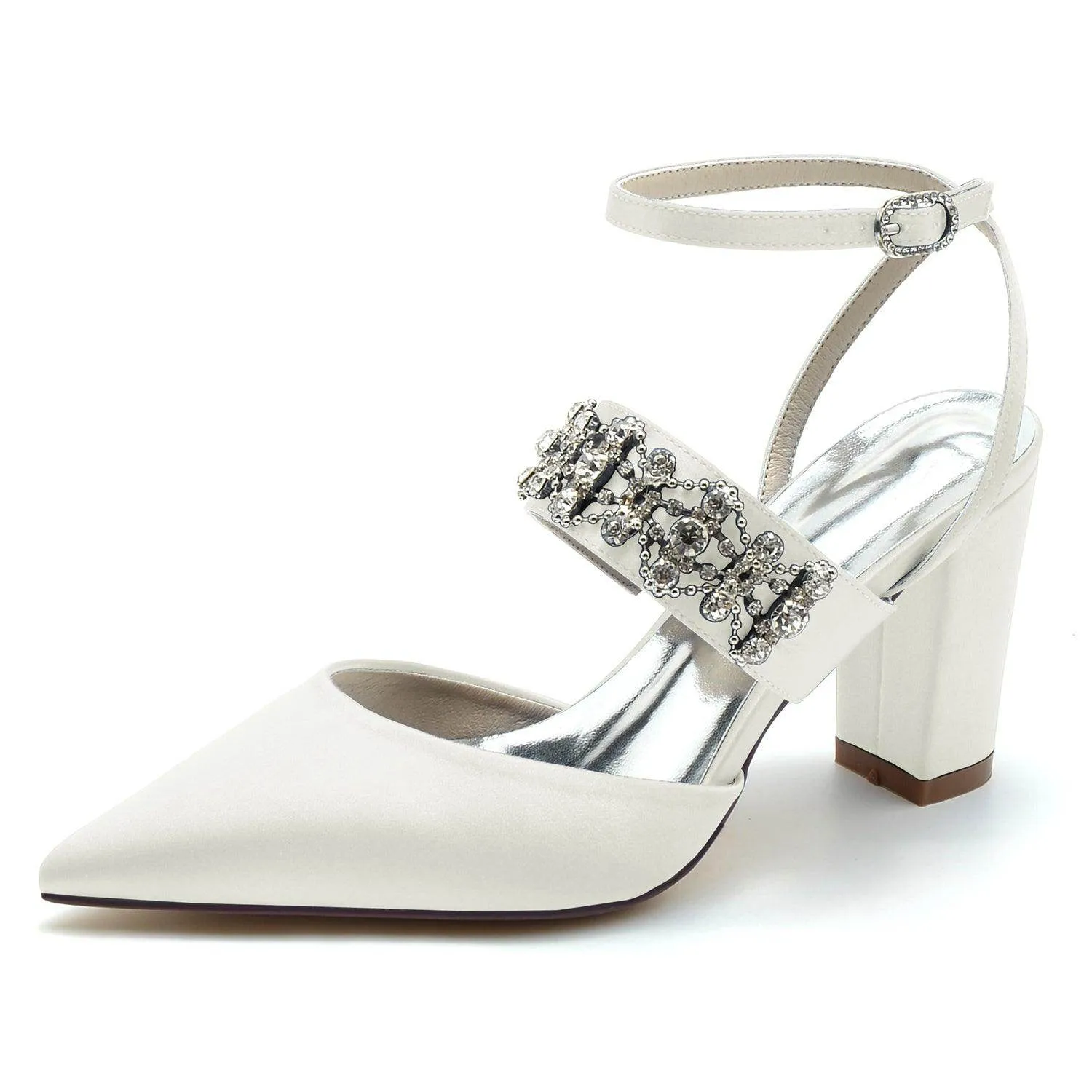 Chunky Heel 8.5cm Silk-Like Shoes CK0200