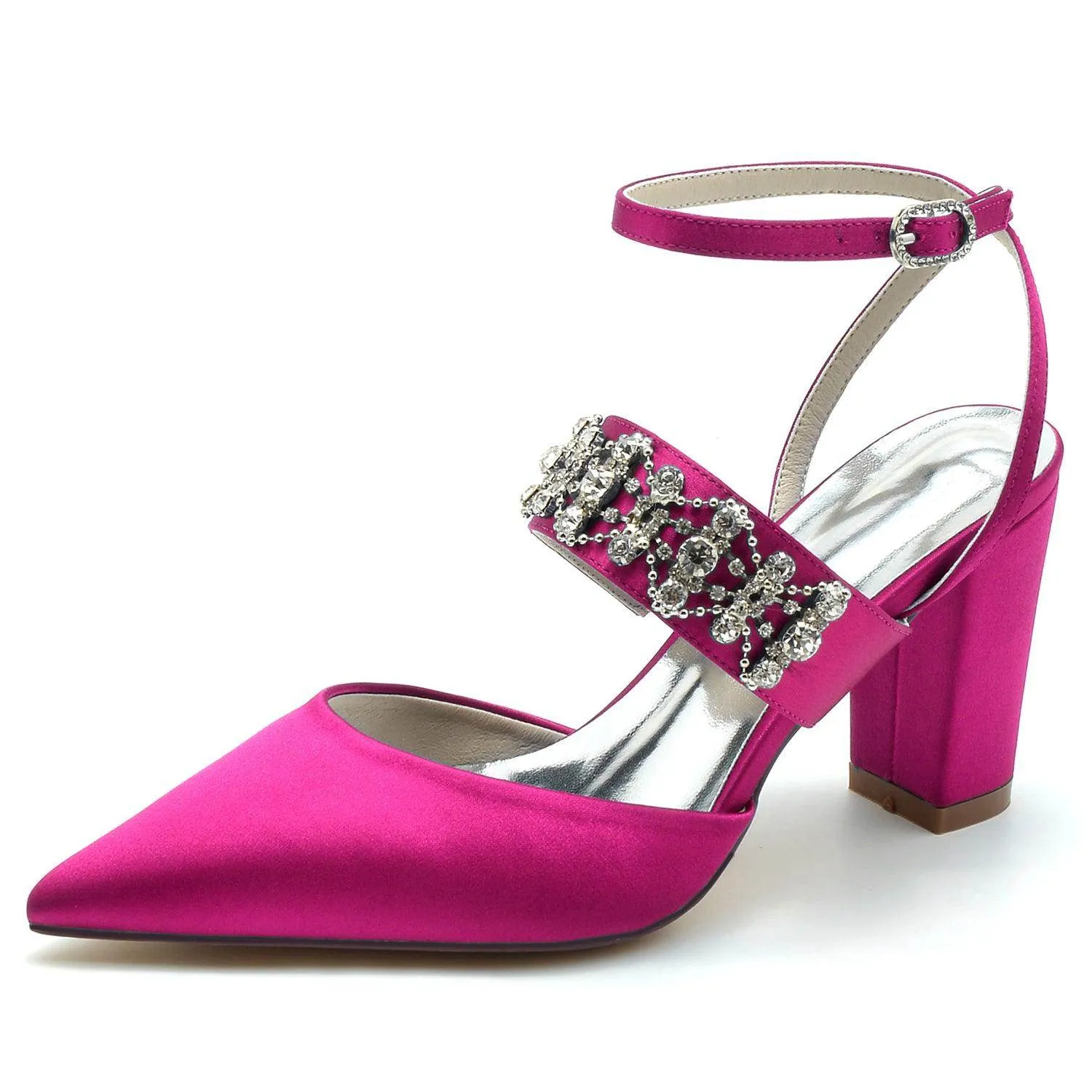 Chunky Heel 8.5cm Silk-Like Shoes CK0200