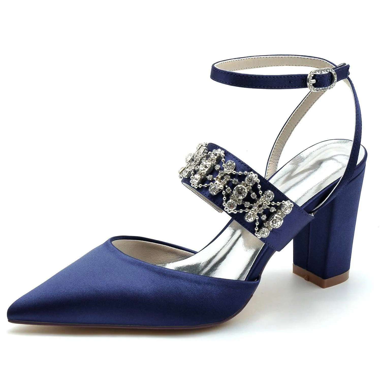 Chunky Heel 8.5cm Silk-Like Shoes CK0200