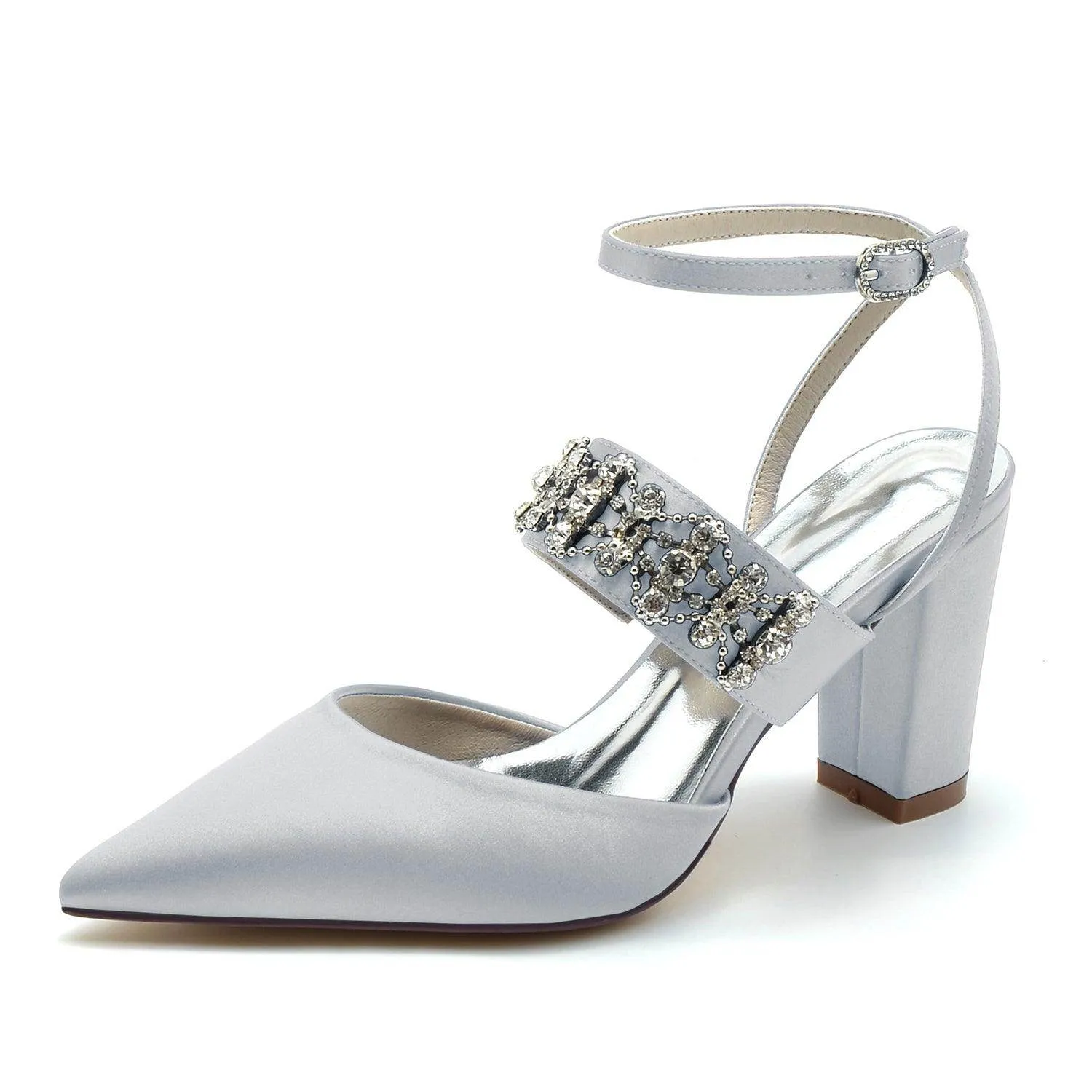 Chunky Heel 8.5cm Silk-Like Shoes CK0200