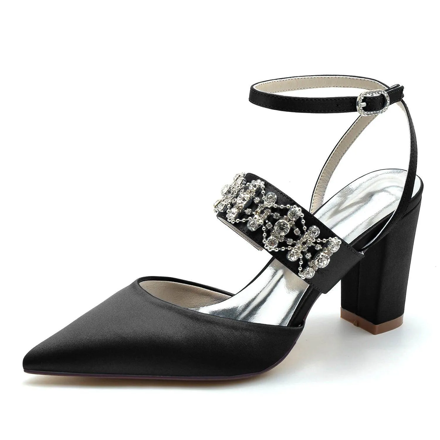 Chunky Heel 8.5cm Silk-Like Shoes CK0200