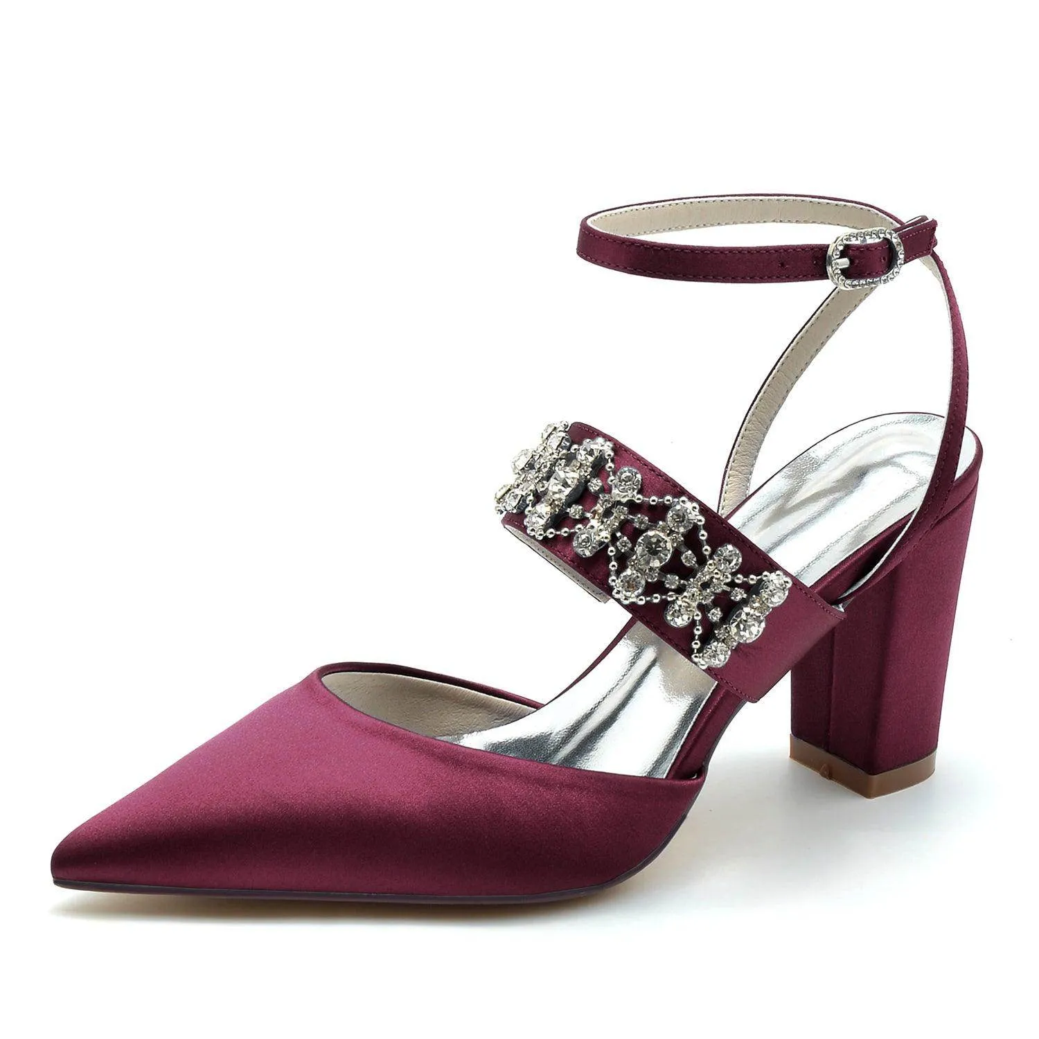 Chunky Heel 8.5cm Silk-Like Shoes CK0200
