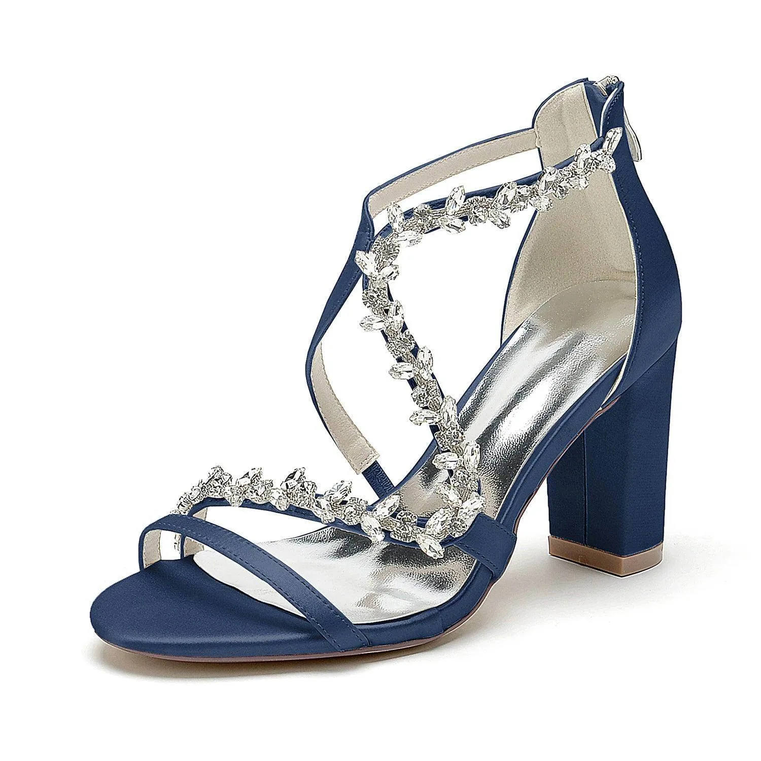 Chunky Heel 8.5cm Silk-Like Shoes CK0386