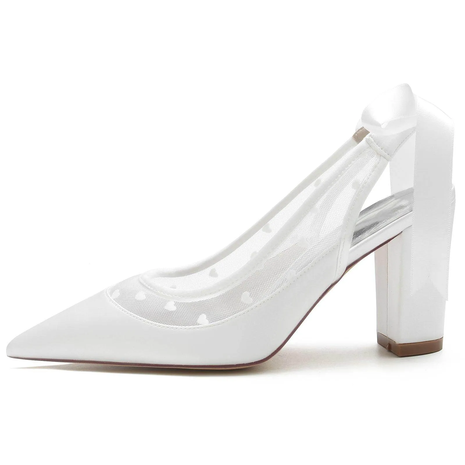 Chunky Heel 8.5cm Silk-Like Shoes CK0397