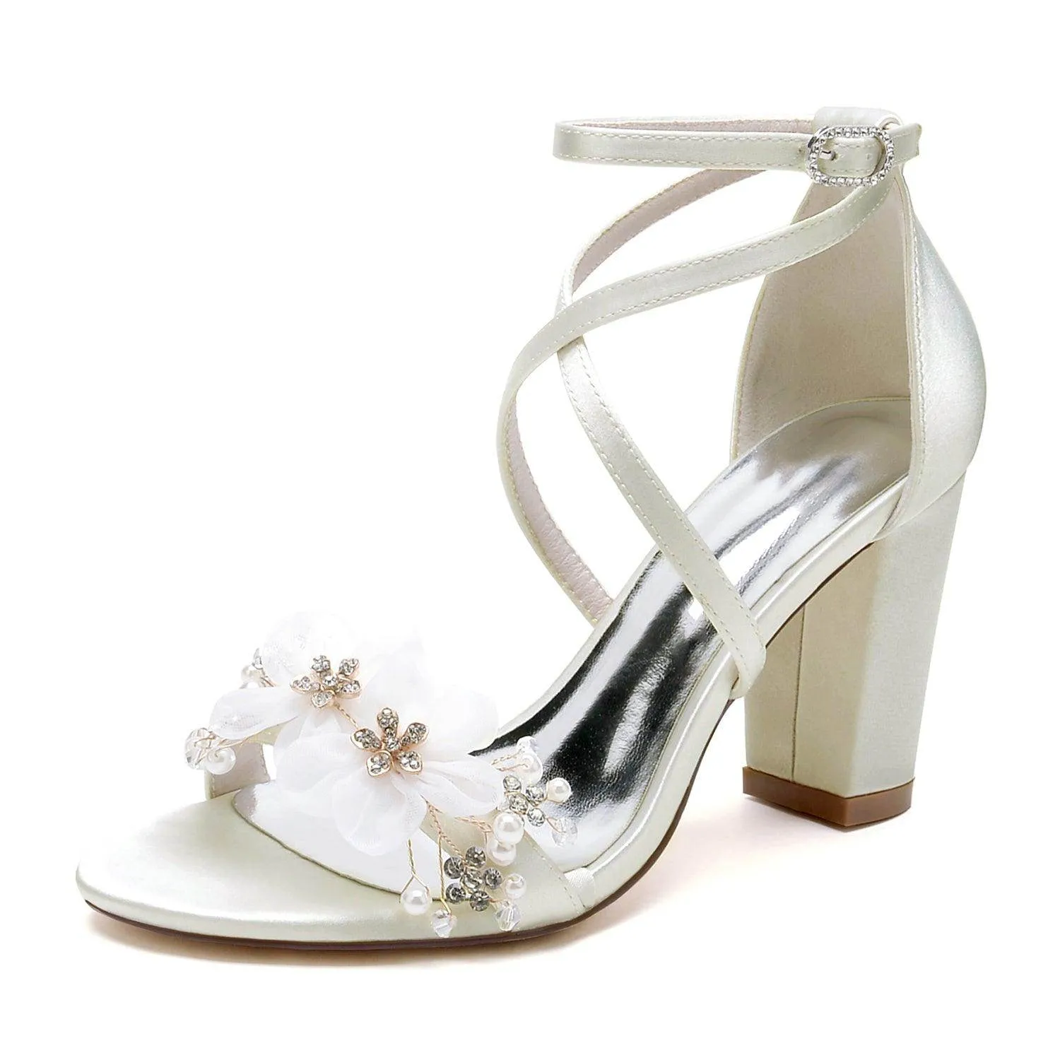 Chunky Heel 8.5cm Silk-Like Shoes CK0429