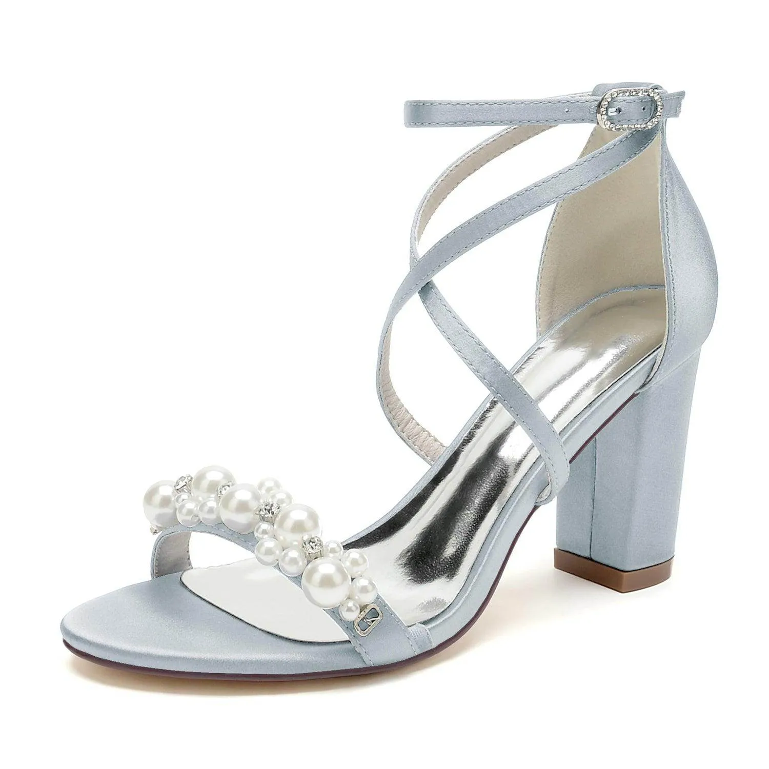 Chunky Heel 8.5cm Silk-Like Shoes CK0447