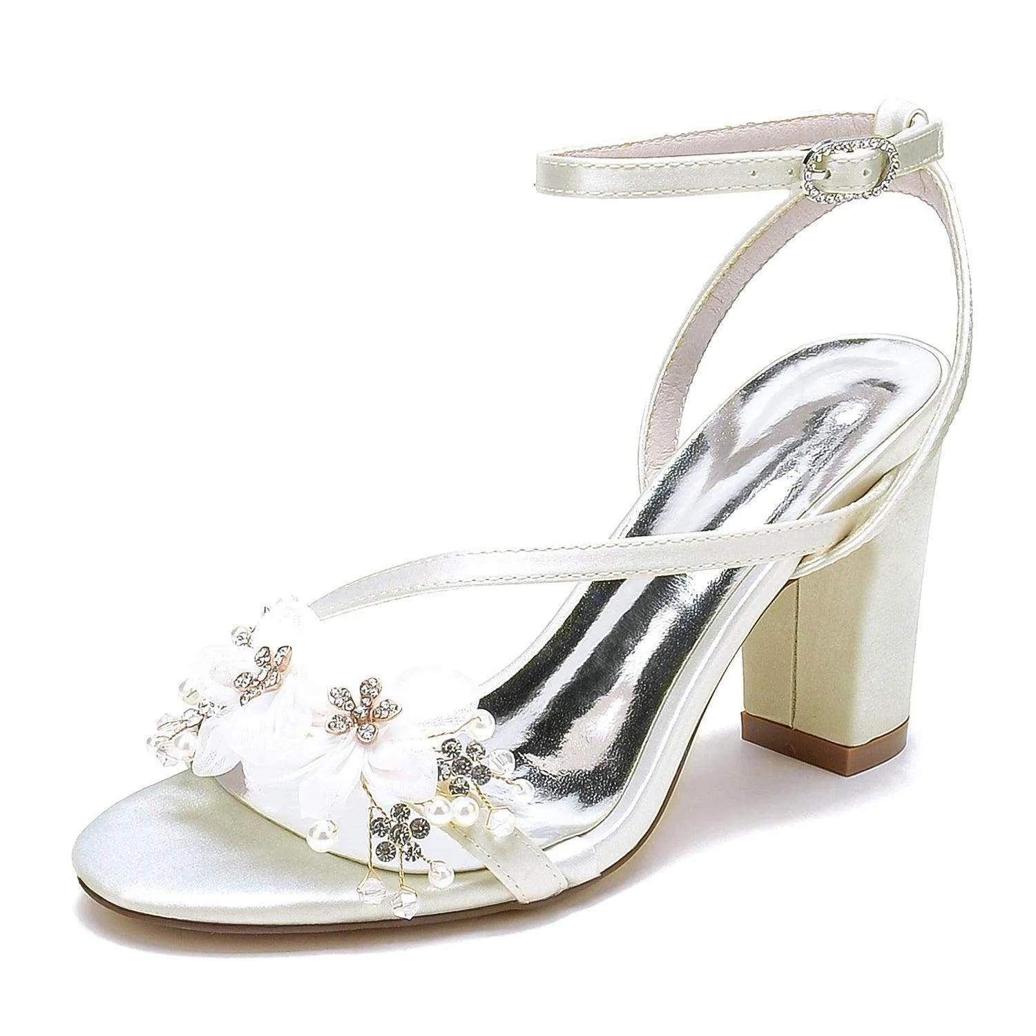 Chunky Heel 8.5cm Silk-Like Shoes CK0448