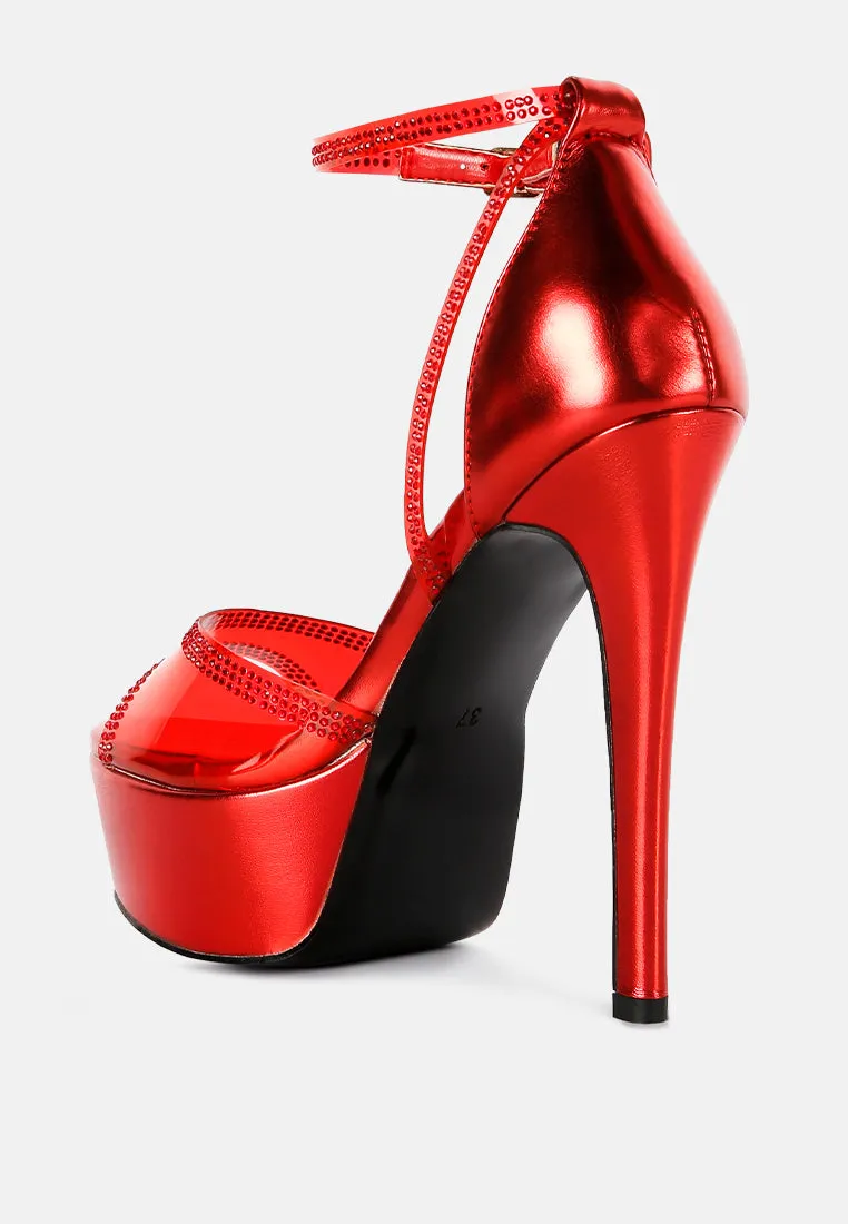 cinderella rhinestones embellished stiletto platform sandals