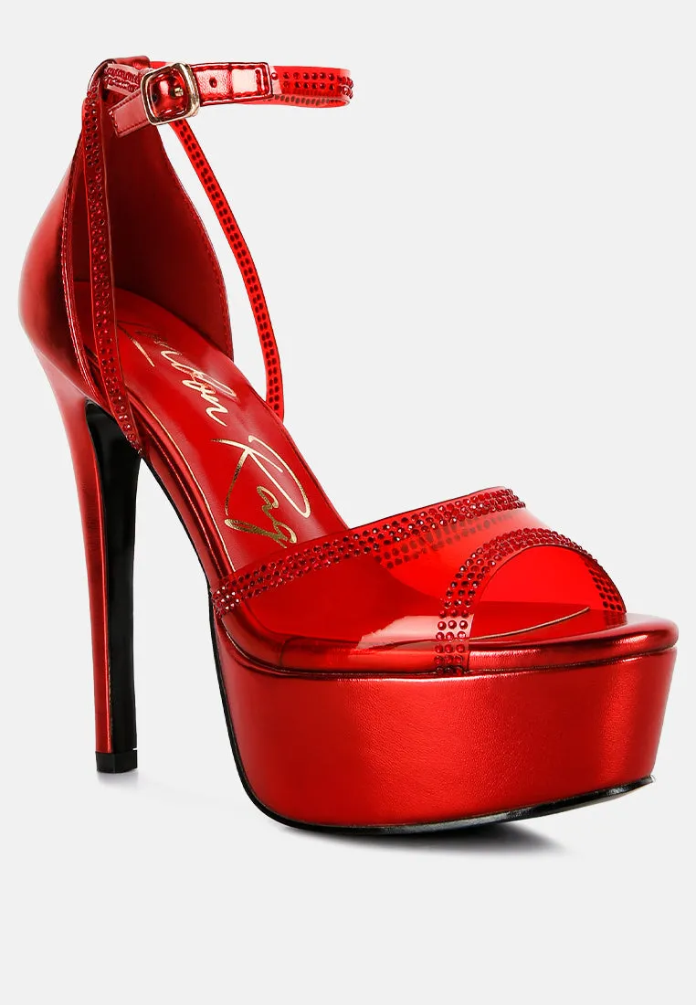 cinderella rhinestones embellished stiletto platform sandals