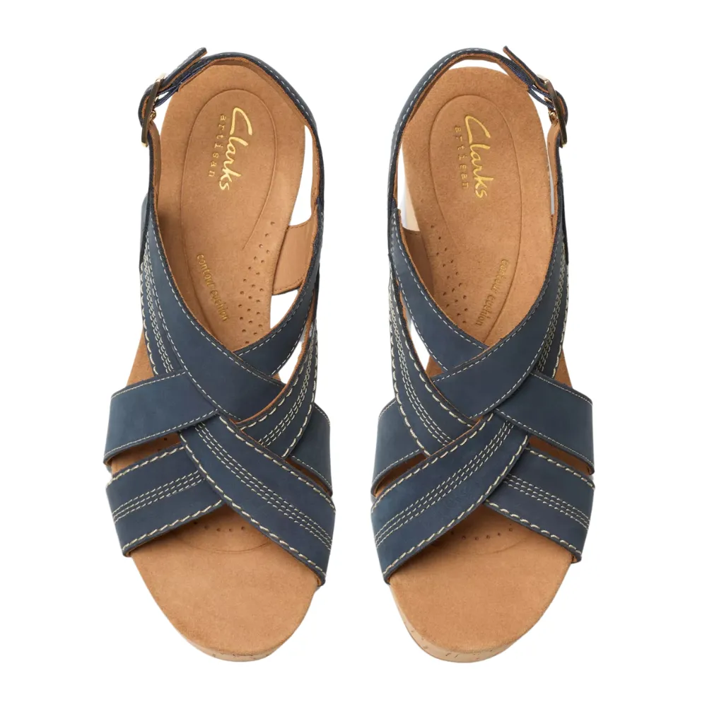 Clarks Sabina Sling Navy Nubuck Sandal (Women's)