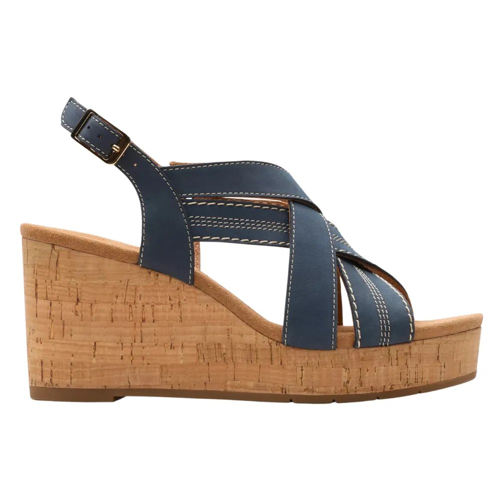 Clarks Sabina Sling Navy Nubuck Sandal (Women's)