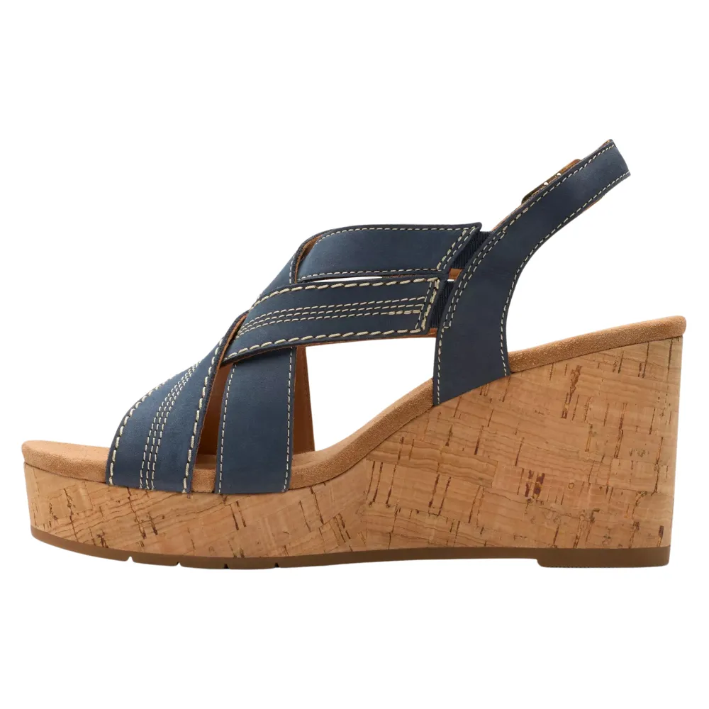 Clarks Sabina Sling Navy Nubuck Sandal (Women's)
