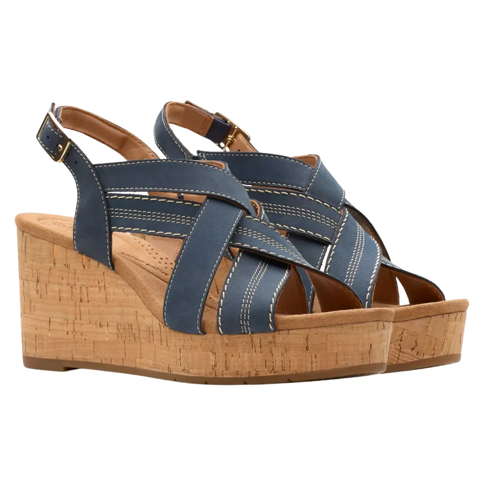 Clarks Sabina Sling Navy Nubuck Sandal (Women's)