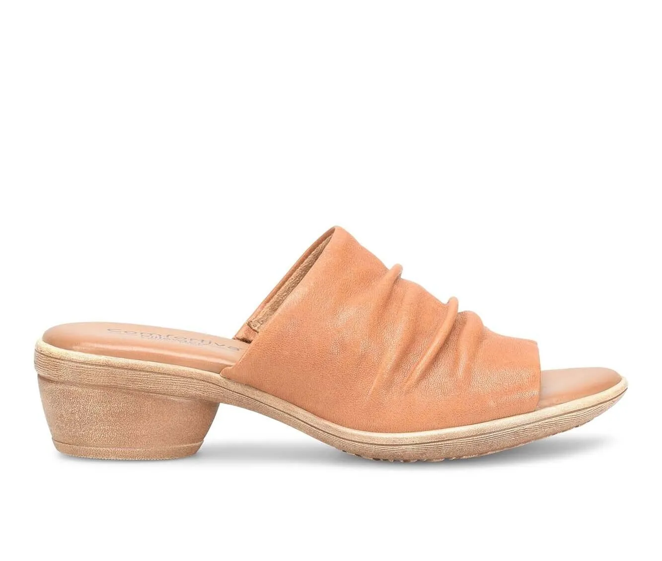 Comfortiva Norene Sandal Women's US 9.5 Brown Leather Slide Block Heel KHD1072