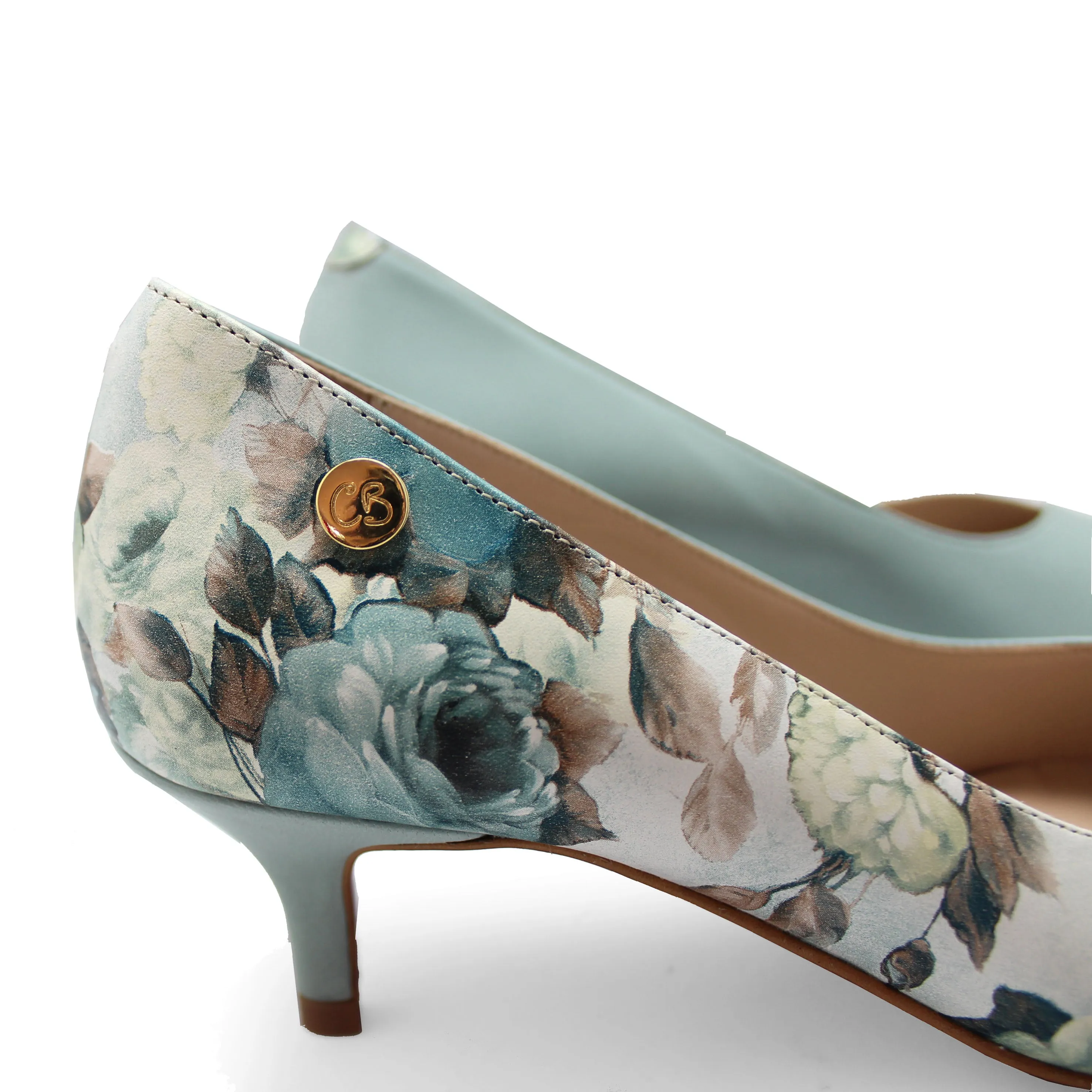Cruella - Light Blue Flower kitten heel