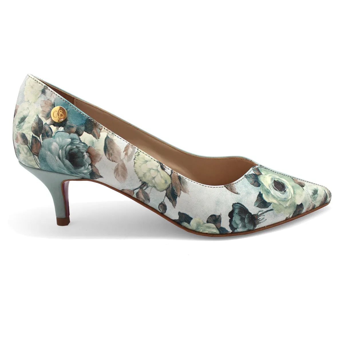 Cruella - Light Blue Flower kitten heel