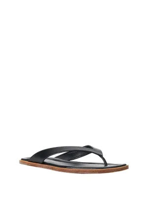 Dante Leather Thong Slide In Black