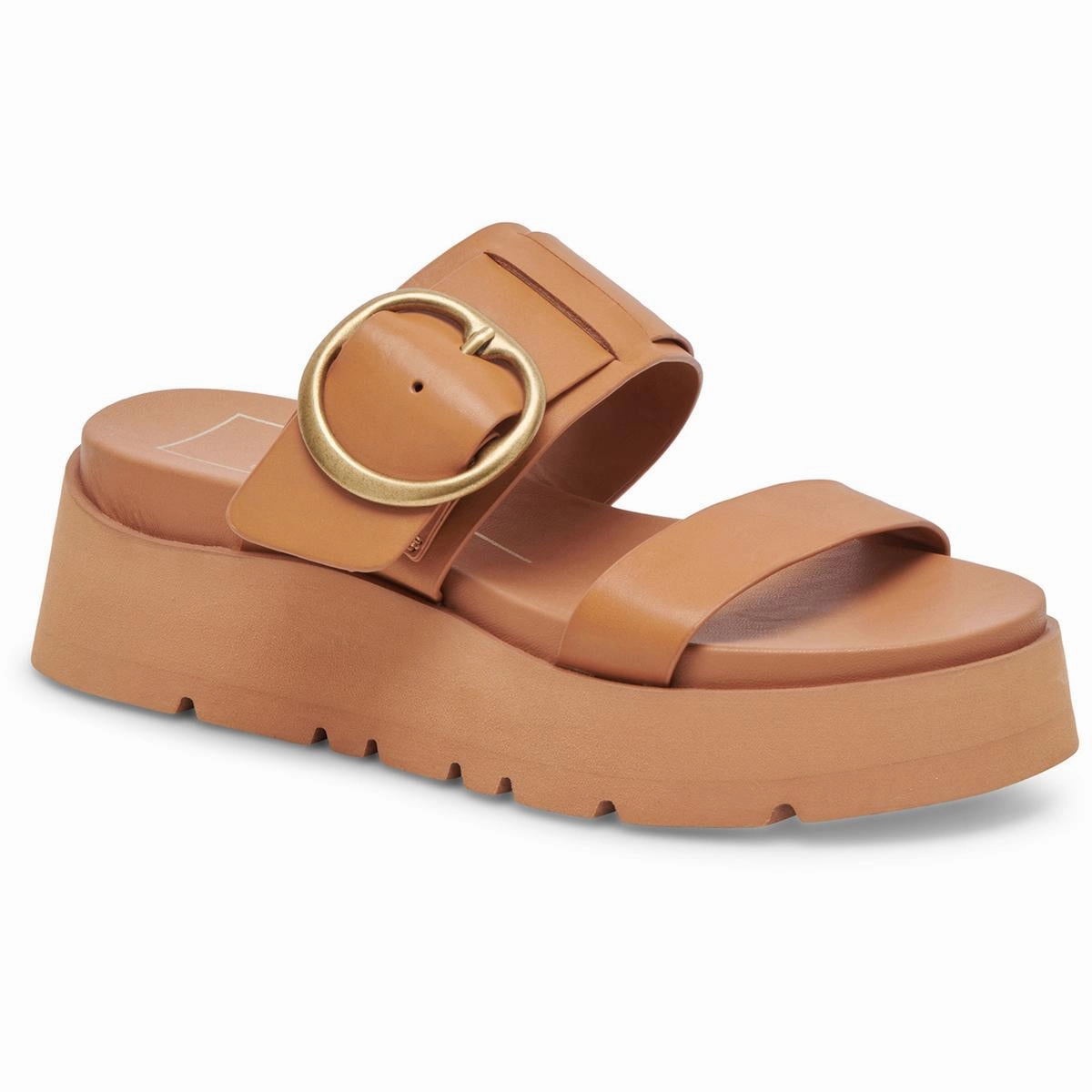 Dex Womens Buckle Leather Slide Sandals