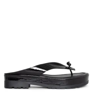 Donald Pliner Seena Sandals Women's US 7.5 Black Leather Platform Thong KHD1117