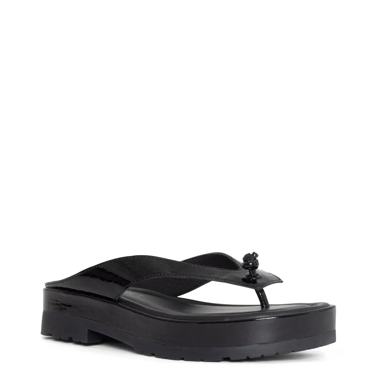 Donald Pliner Seena Sandals Women's US 7.5 Black Leather Platform Thong KHD1117