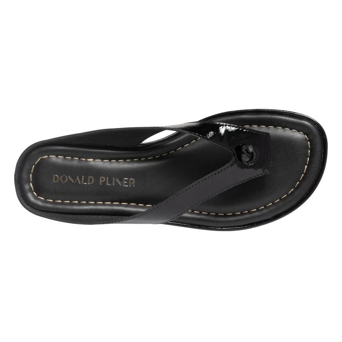 Donald Pliner Seena Sandals Women's US 7.5 Black Leather Platform Thong KHD1117
