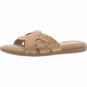 Dover Womens Padded Insole Faux Leather Slide Sandals
