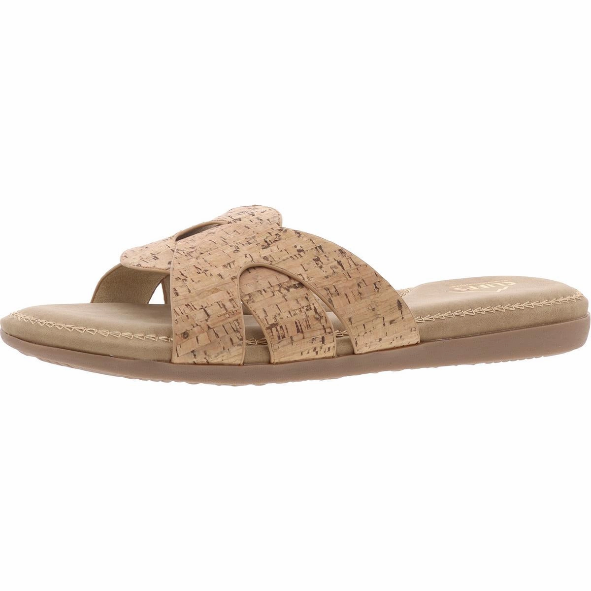 Dover Womens Padded Insole Faux Leather Slide Sandals