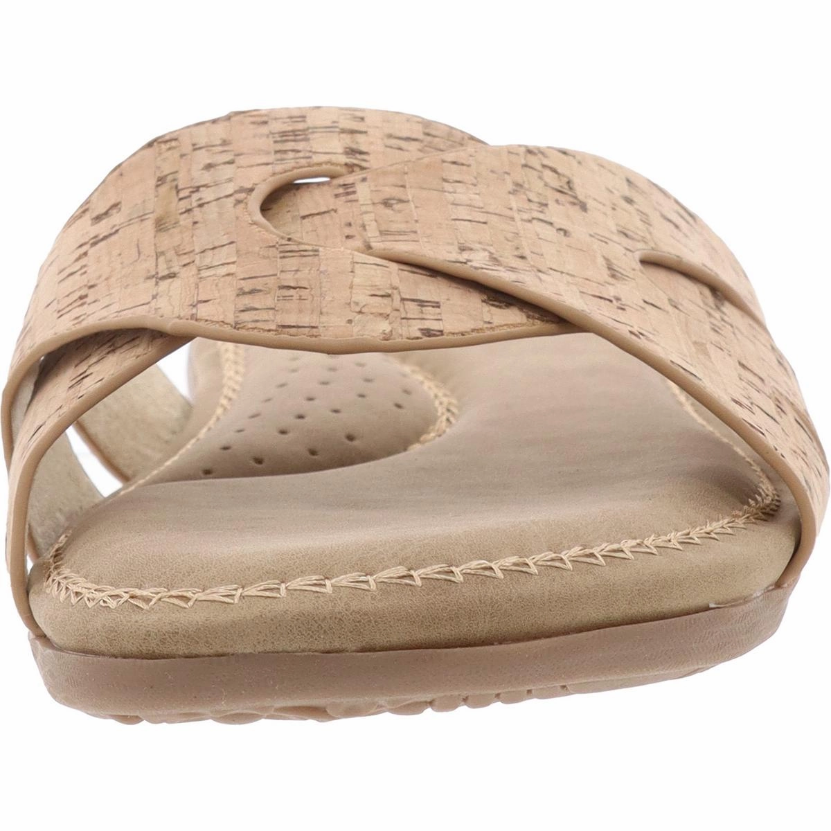 Dover Womens Padded Insole Faux Leather Slide Sandals