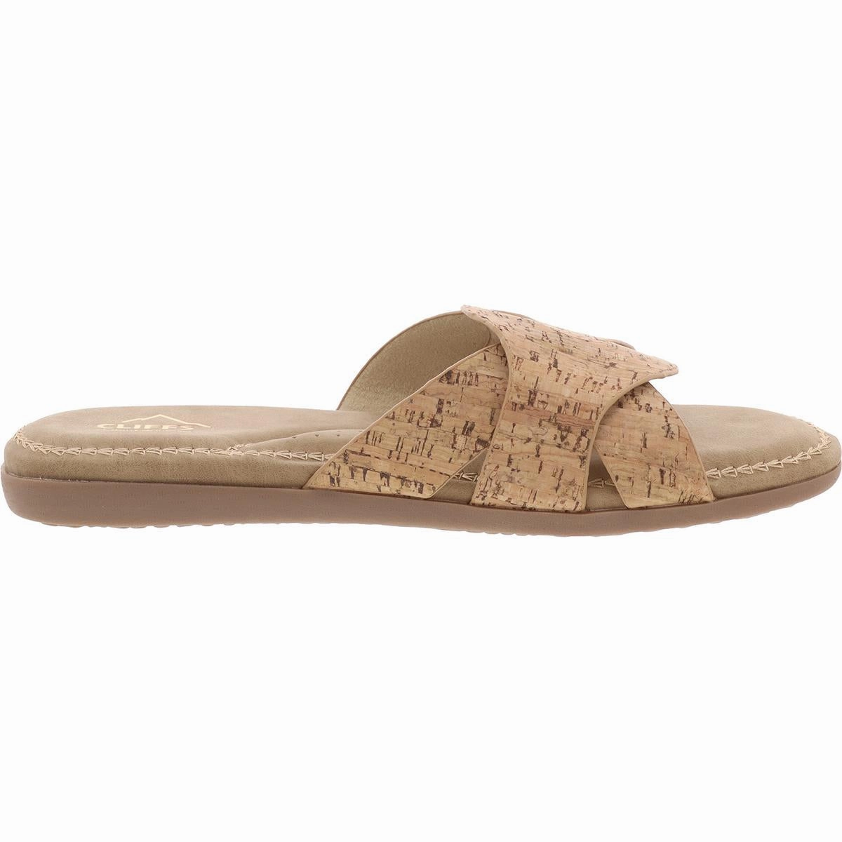 Dover Womens Padded Insole Faux Leather Slide Sandals