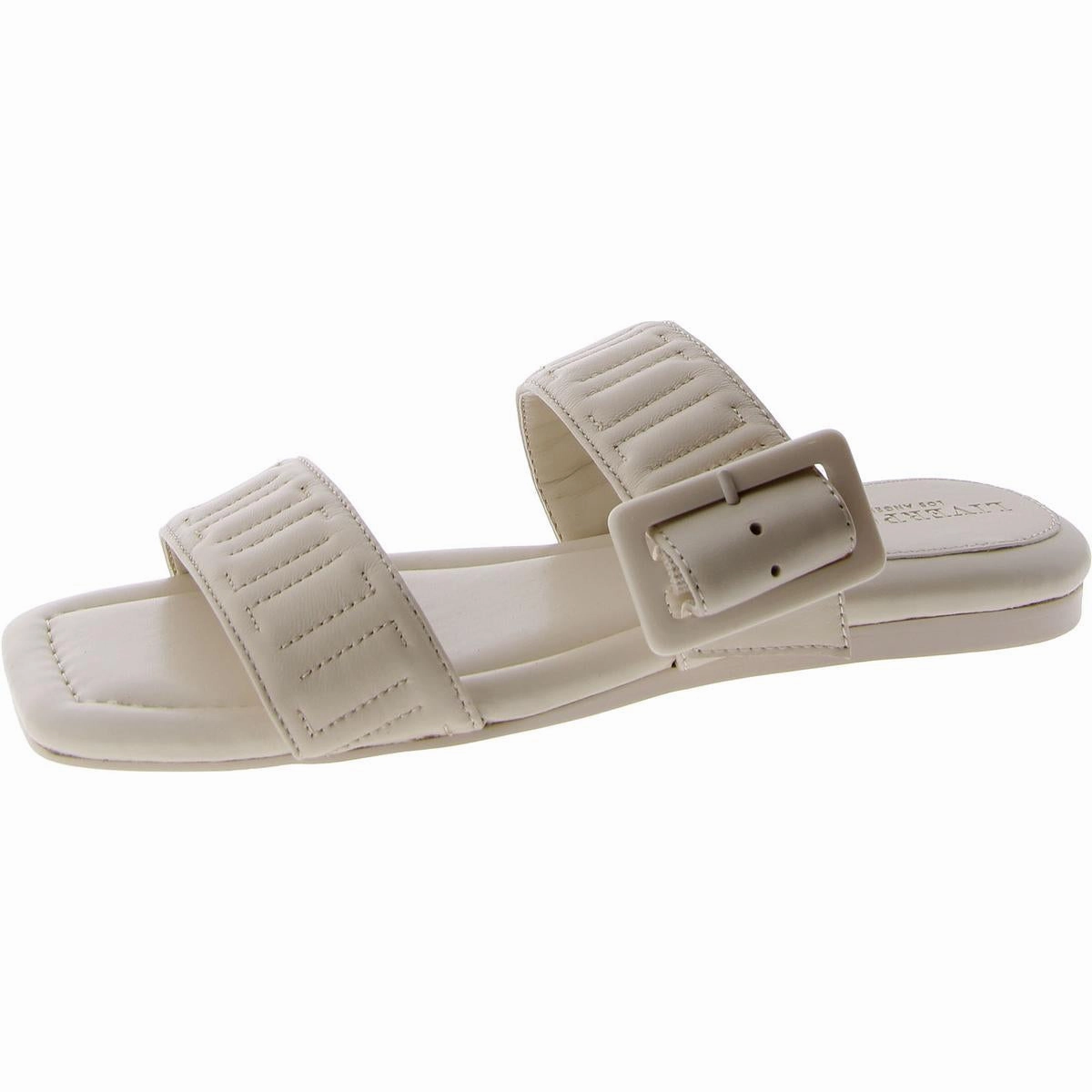 DOWNTOWN Womens Leather Square toe Slide Sandals