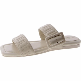 DOWNTOWN Womens Leather Square toe Slide Sandals