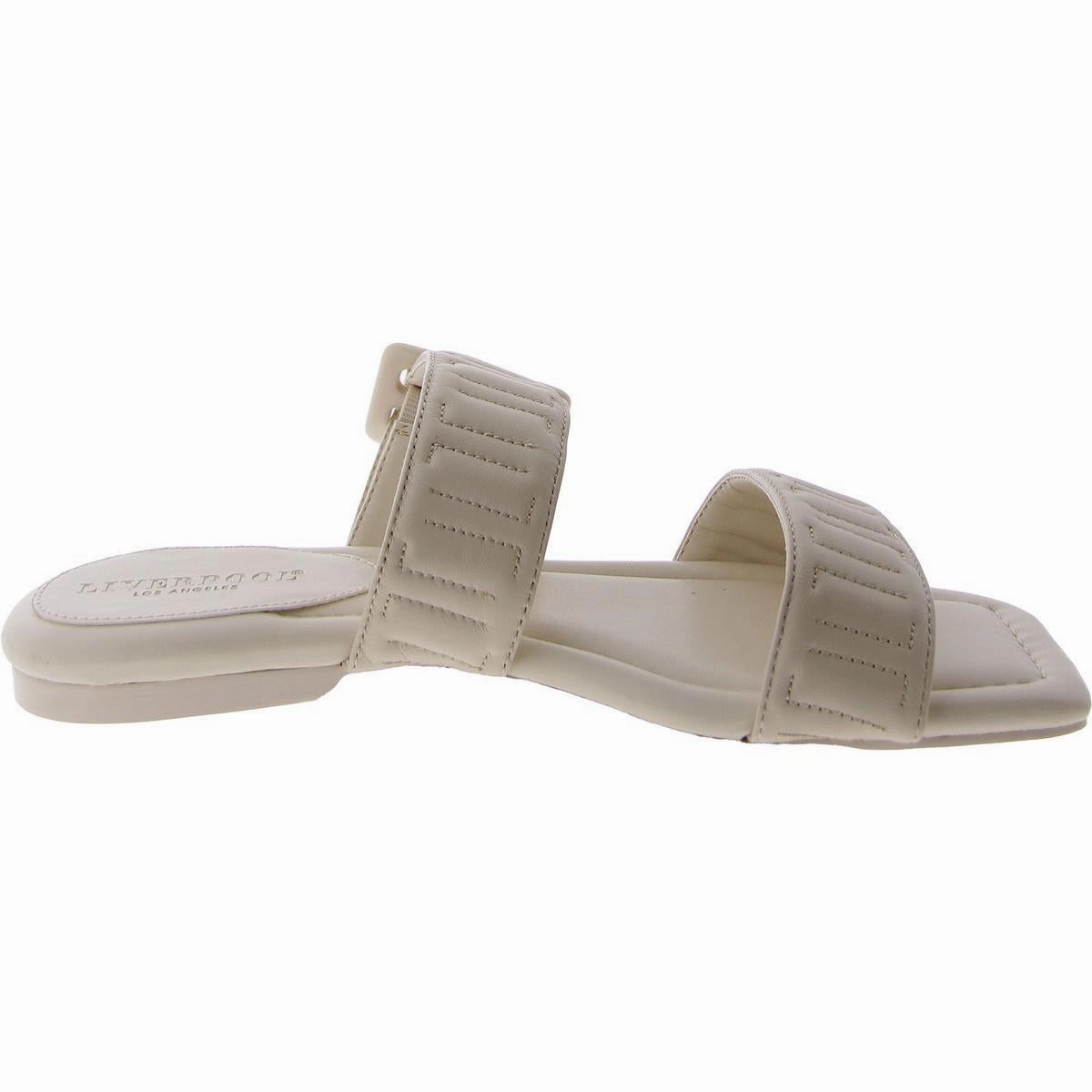 DOWNTOWN Womens Leather Square toe Slide Sandals