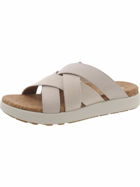 Elle Mixed Womens Leather Slip-On Slide Sandals