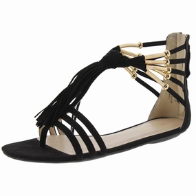 Emberly Womens Faux Suede Fringe Gladiator Sandals