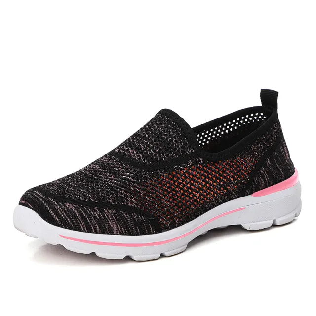 Estelita Women's Slip-On Breathable Mesh Summer Fashion Flat Black Shoes
