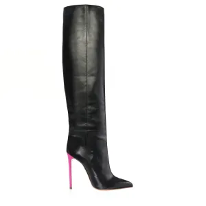 FANNY BLACK LEATHER / FUCHSIA