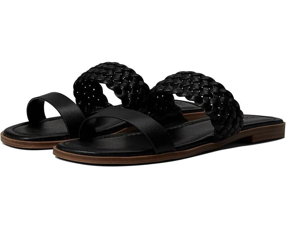 FARYL by Farylrobin Carmen Slide Womens 9.5 Black Leather Braided sandal KHD1005