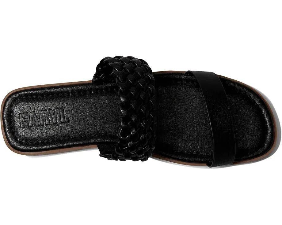 FARYL by Farylrobin Carmen Slide Womens 9.5 Black Leather Braided sandal KHD1005