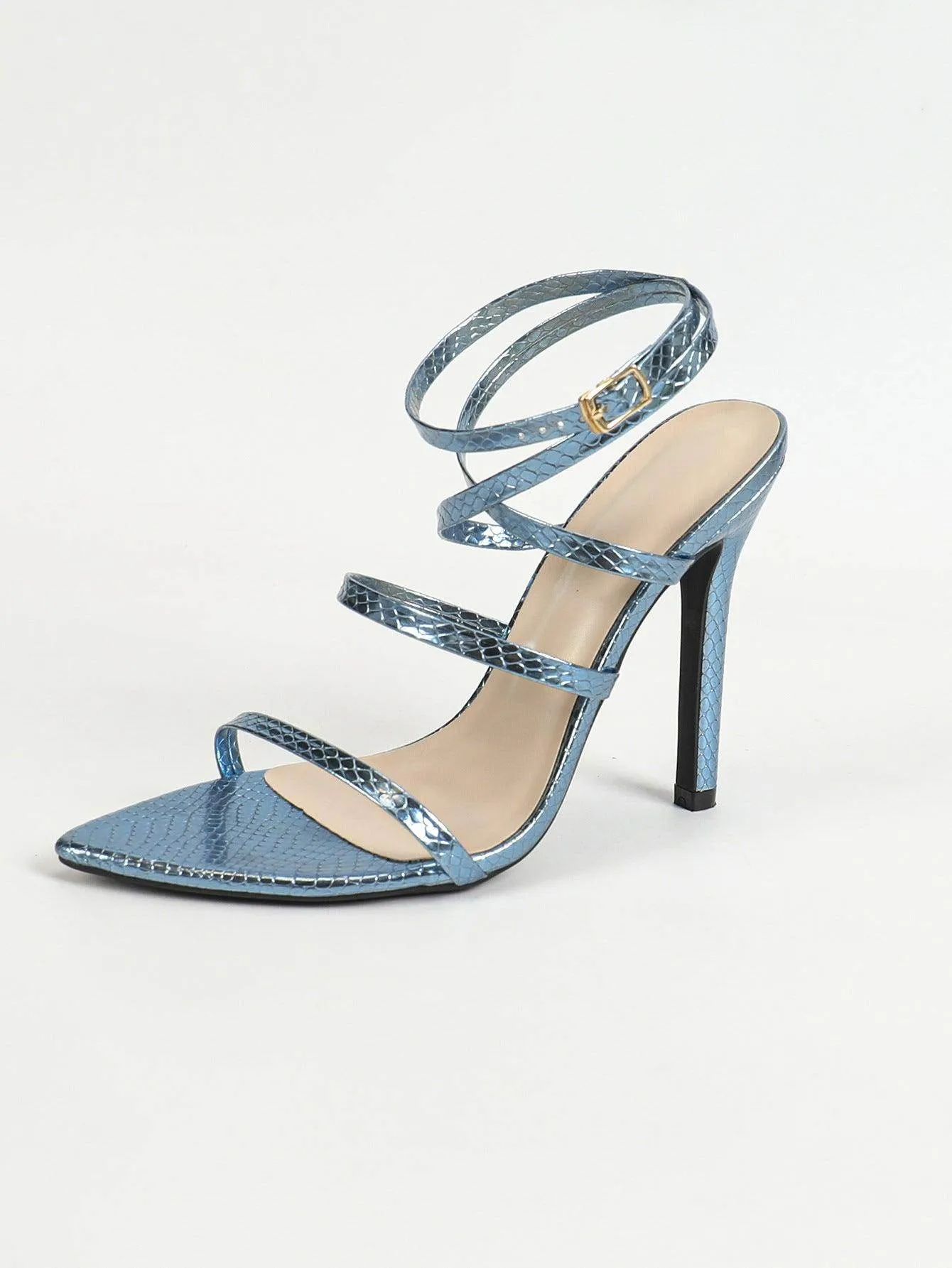 Faux Leather Cross Pointy Stiletto heel Sandals 816548877087