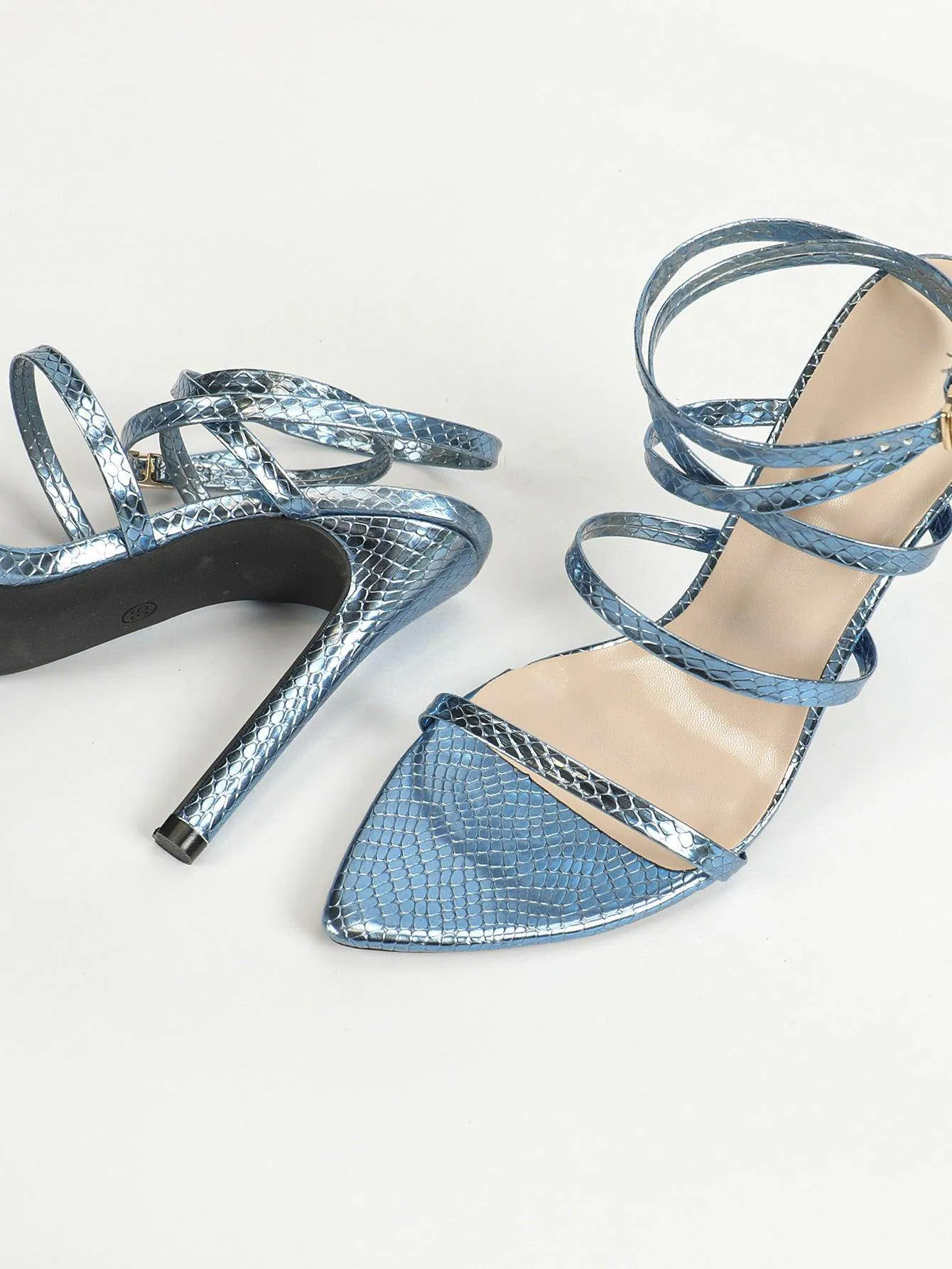 Faux Leather Cross Pointy Stiletto heel Sandals 816548877087