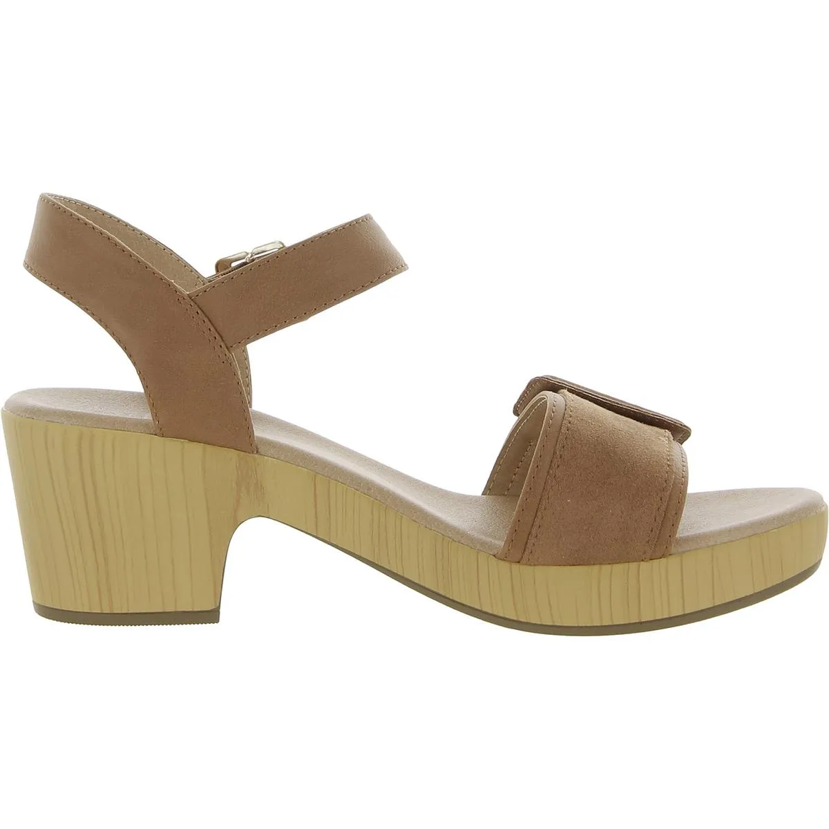 Felicity Too Womens Mixed Media Clog Ankle Strap